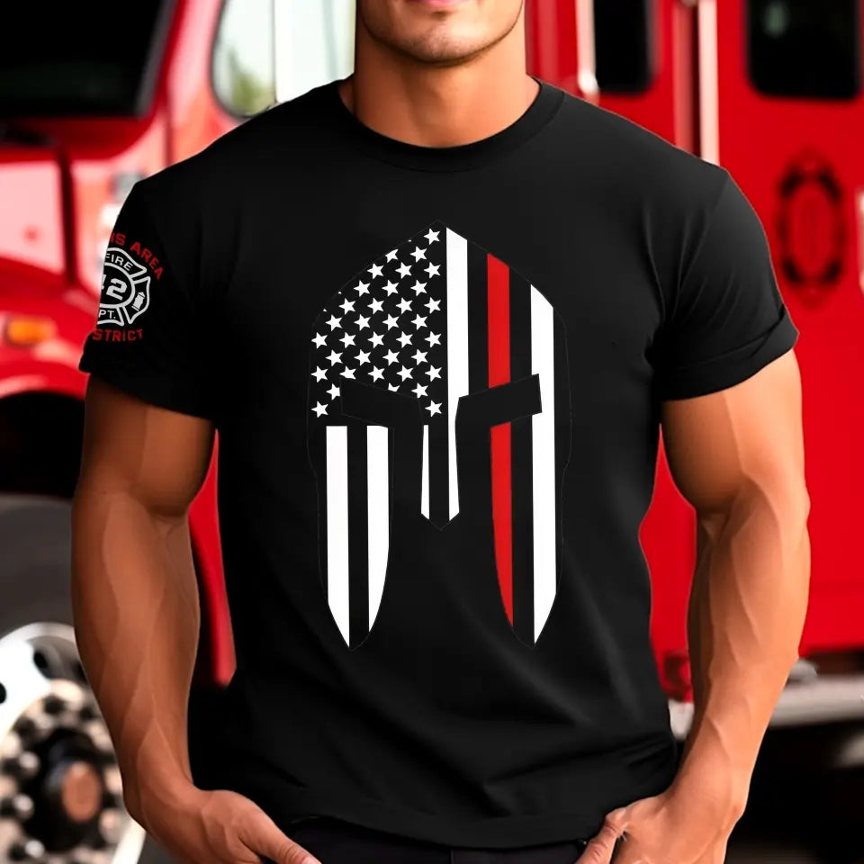 Personalized US Firefighter Spartan Helmet Custom ID T-shirt Printed KH24801