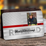 Personalized Upload Your Photo Retired US Firefighter Custom Name & Time Aluminum Wallet Card Printed QTVQ24813