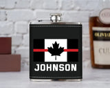 Personalized Canadian Firefighter Custom Name & Department Leather Flask Printed VQ24814