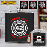 Personalized Canadian Firefighter Custom Name & Department Leather Flask Printed VQ24814