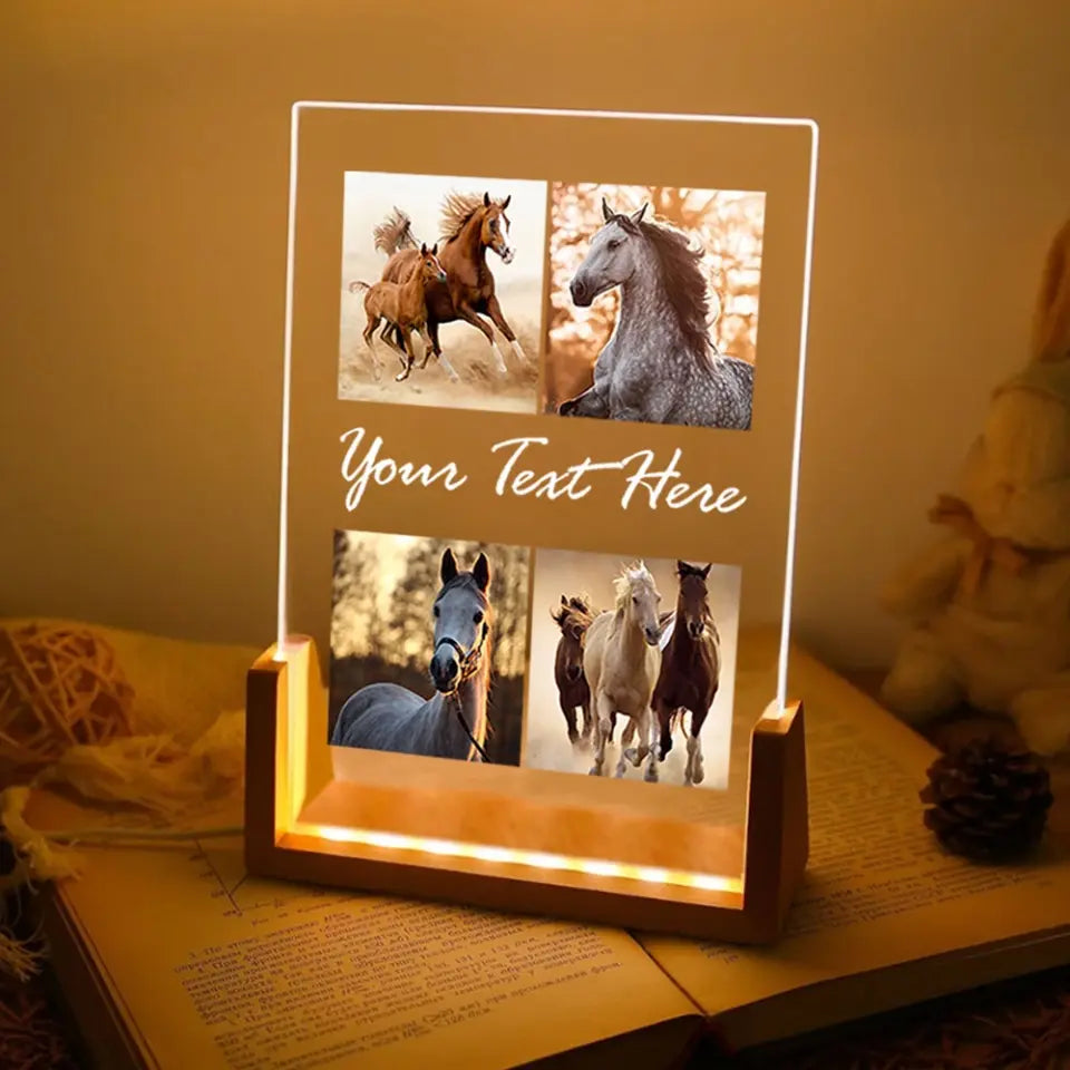 Personalized Upload Your Horse Photo Horse Lovers Gift LED Lamp Printed HN24831