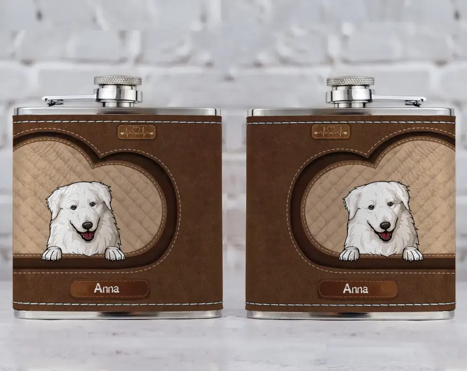 Personalized Dog Cute Dog Lovers Gift Leather Flask Printed HN24825