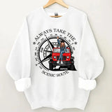 Personalized Always Take The Scenic Route Jeep Girl Sweatshirt Printed HN24840