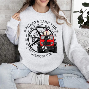 Personalized Always Take The Scenic Route Jeep Girl Sweatshirt Printed HN24840