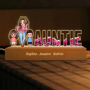 Personalized Auntie & Kids Custom Name LED Lamp Night Light Printed VQ24844