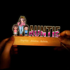 Personalized Auntie & Kids Custom Name LED Lamp Night Light Printed VQ24844