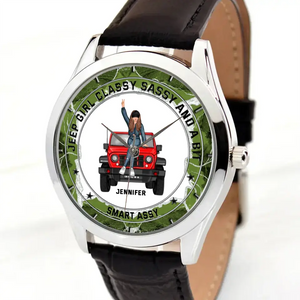 Personalized Jeep Girl Classy Sassy And A Bit Smart Assy Women Watch Leather Band Printed HN24837