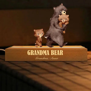 Personalized Grandma Bear & Kid Names LED Lamp Night Light Printed HN24848