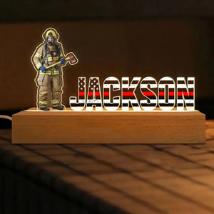 Personalized Upload Your Firefighter Photo & Custom Name LED Lamp Night Light Printed VQ24851