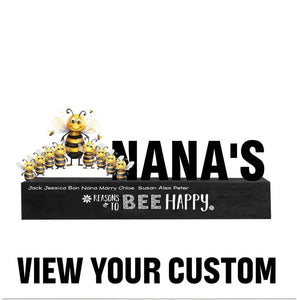 Personalized Reasons To Bee Happy Nana's Grandma Bee with Kid Names LED Lamp Night Light Printed VA24859