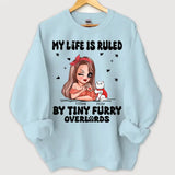 Personalized My Life Is Ruled By Tiny Furry Overlords  Cat Mom Sweatshirt Printed HN24873