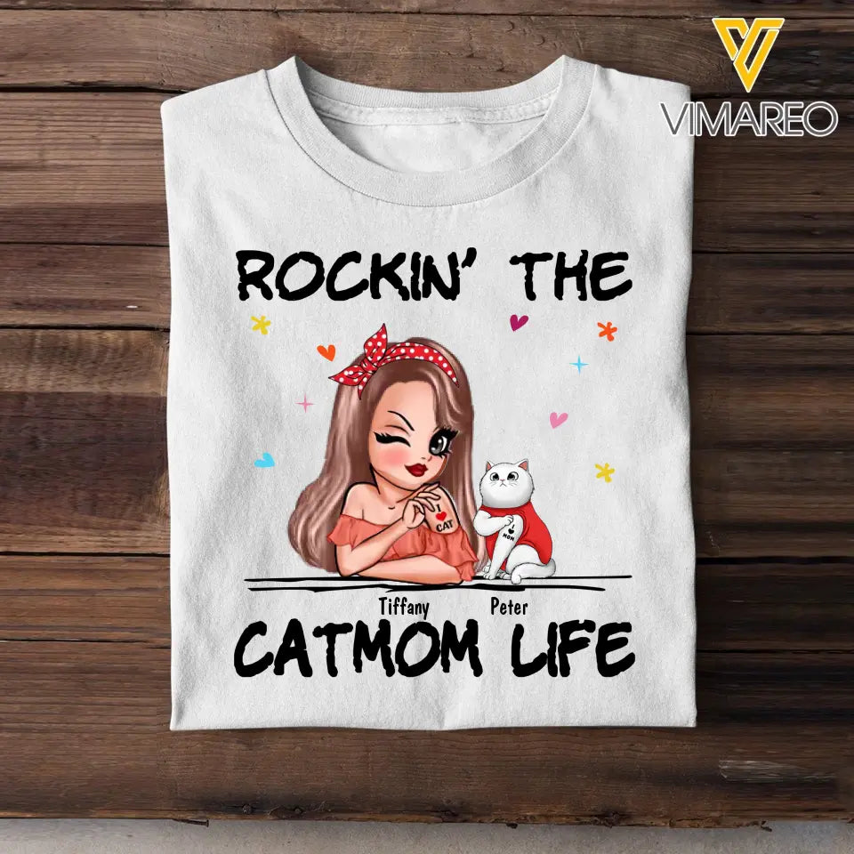 Personalized Rockin' The Catmom Life Cat Lovers Gift T-shirt Printed HN24877