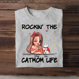 Personalized Rockin' The Catmom Life Cat Lovers Gift T-shirt Printed HN24877