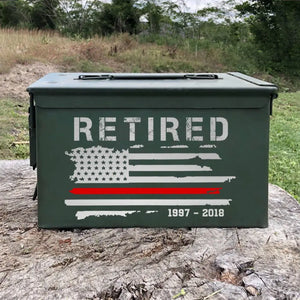 Personalized Retired US Firefighter Thin Red Line Custom Time Ammo Box Printed QTHN24882