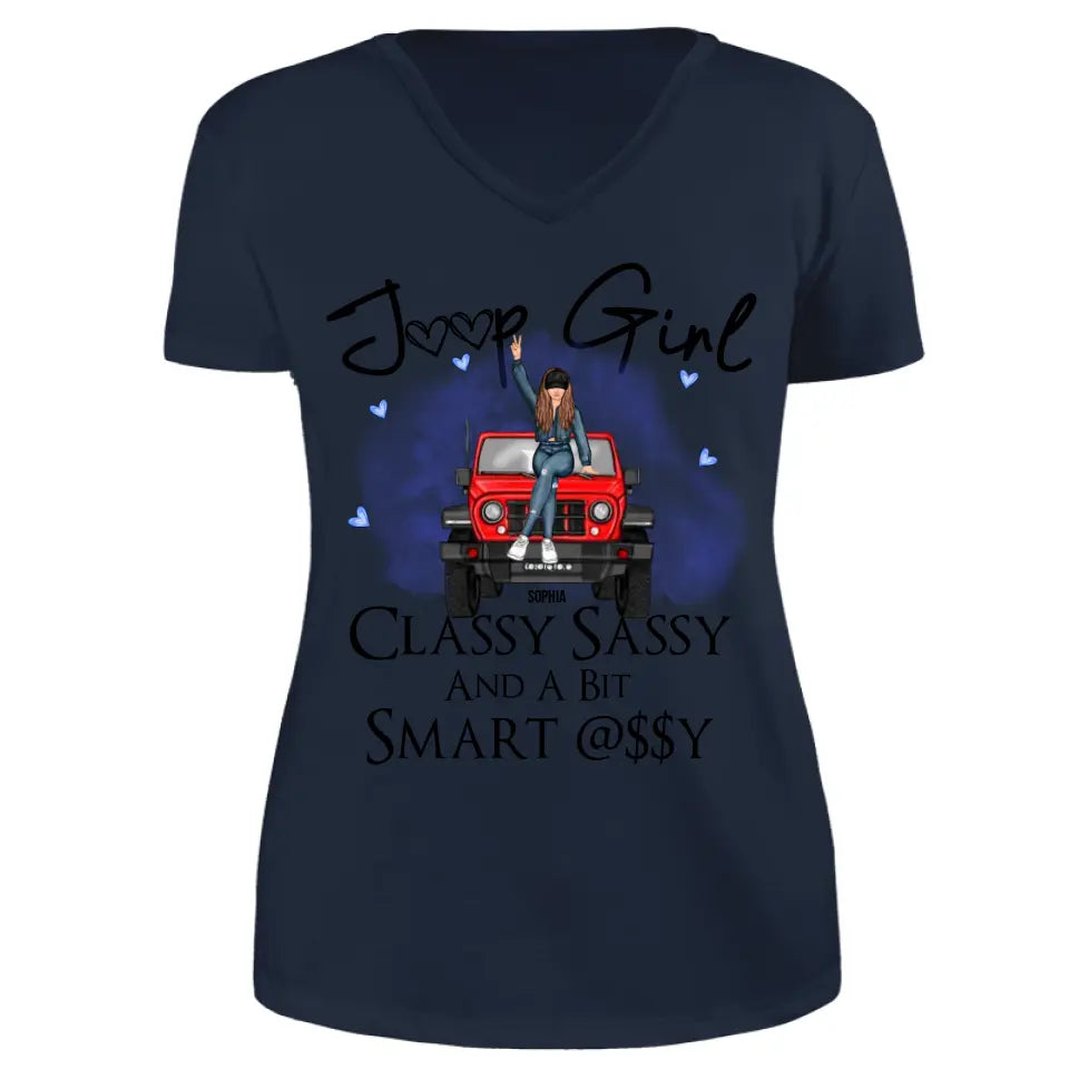 Personalized Jeep Girl Classy Sassy And A Bit Smart Assy V-neck T-shirt Printed HN24889