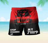 Personalized Stop Staring At My Jeep Jeep Car Custom Name Beach Short Pants Printed KVH24915