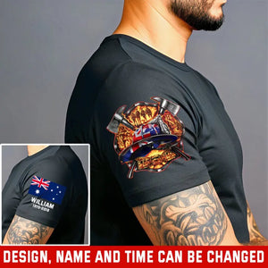 Personalized Australian Firefighter Logo Custom Name & Time T-shirt Printed AHHN24922