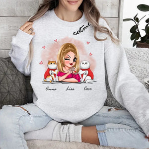 Personalized Cat Mom I Love Cat Custom Name Cat Lovers Gift Sweatshirt Printed HN24924