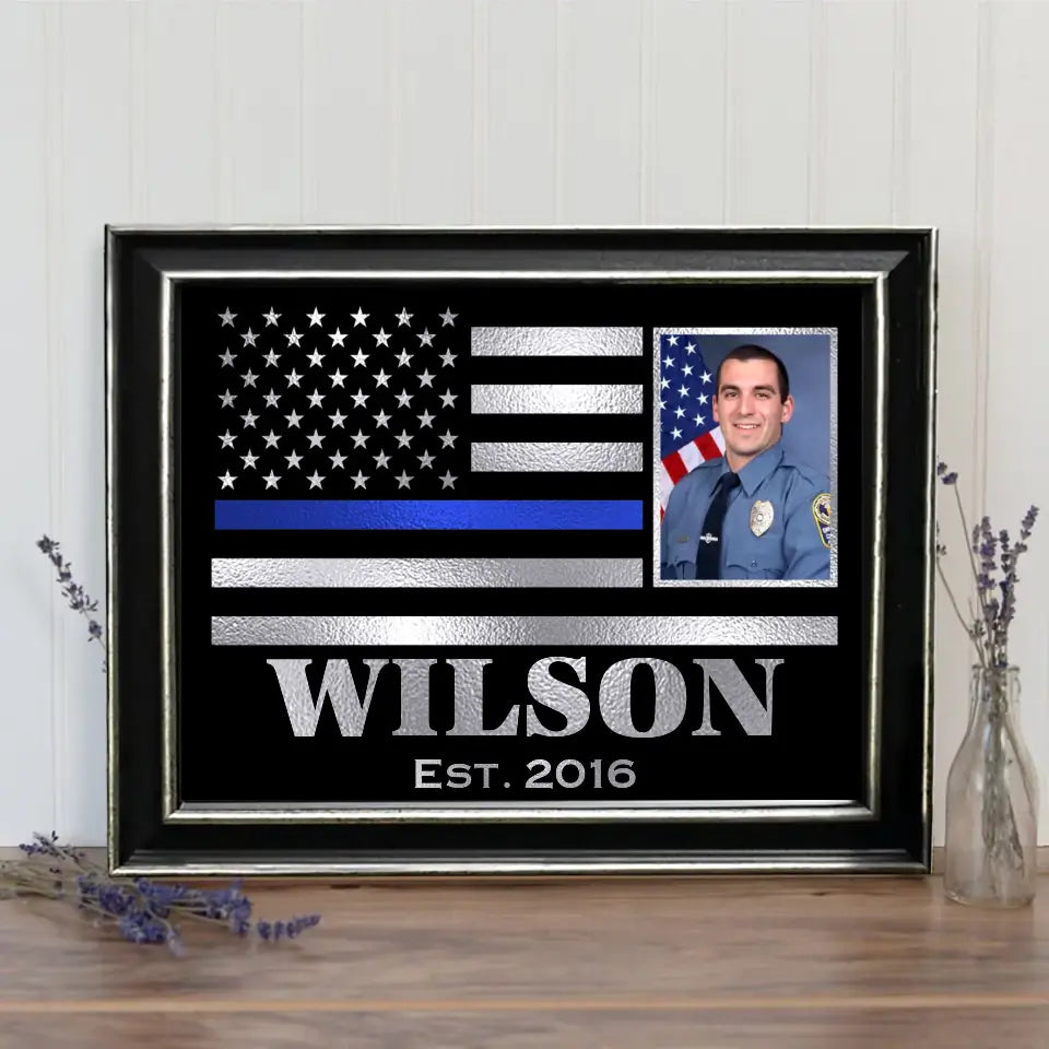 Personalized Upload Your Photo US Police  Custom Name & Time Poster Printed QTVA24942