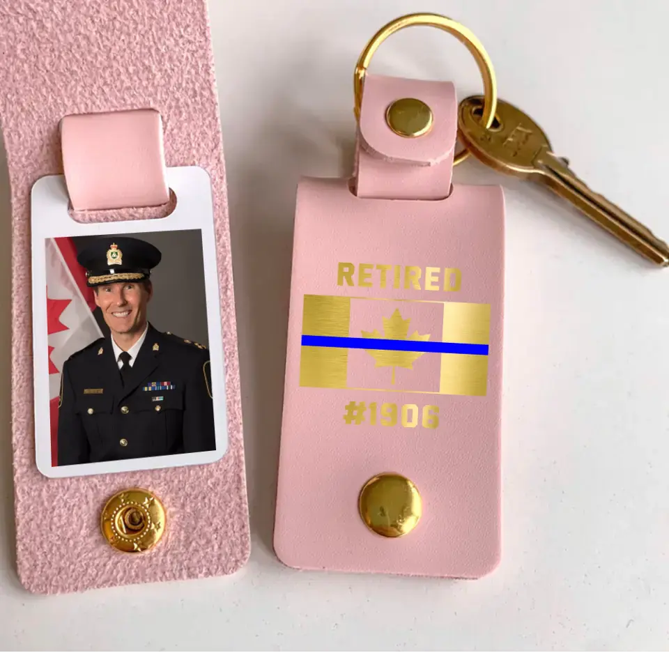 Personalized Upload Your Canadian Police Photo Retired Canadian Police Custom ID Leather Keychain Printed KVH24950