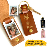 Personalized Upload Your Horse Photo Horse's Face Custom Name Horse Lovers Gift Leather Keychain Printed LVA24963