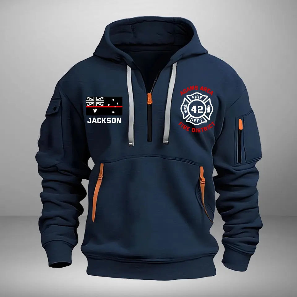 Personalized Australian Firefighter Custom Name & Department Quarter Zip Hoodie 2D Printed VQ24973