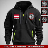 Personalized Austrian Firefighter Custom Name & Department Quarter Zip Hoodie 2D Printed VQ24973