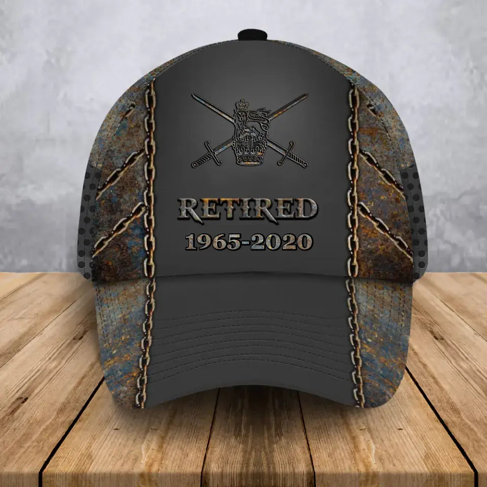 Personalized UK Veteran Retired Custom Time & Logo 3D Cap QTHN24975