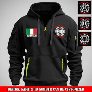 Personalized Italian Firefighter Custom Name & Department Quarter Zip Hoodie 2D Printed VQ24998