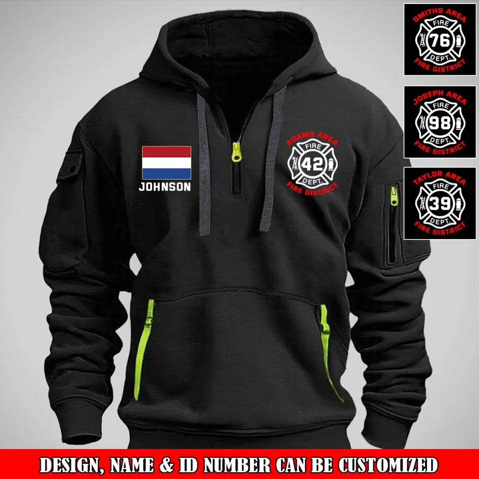 Personalized Dutch Firefighter Custom Name & Department Quarter Zip Hoodie 2D Printed VQ24998