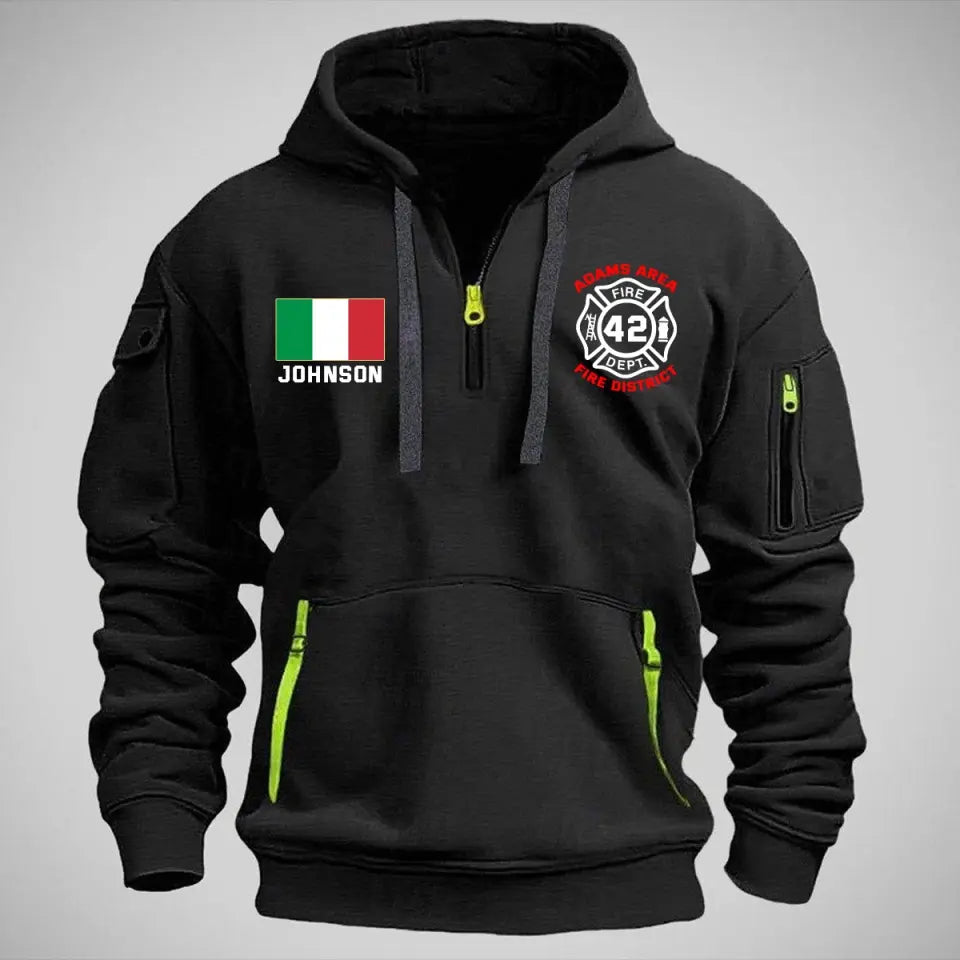 Personalized Italian Firefighter Custom Name & Department Quarter Zip Hoodie 2D Printed VQ24998