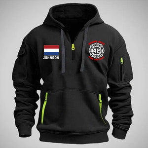 Personalized Dutch Firefighter Custom Name & Department Quarter Zip Hoodie 2D Printed VQ24998