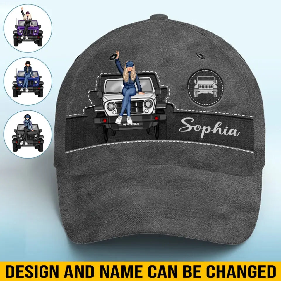 Personalized Jeep Girl Custom Name 3D Cap Printed HN241000