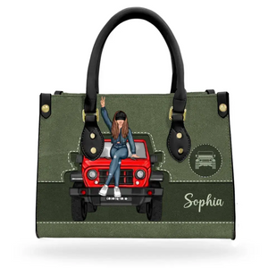 Personalized Jeep Girl Custom Name Leather Bag Printed HN241006