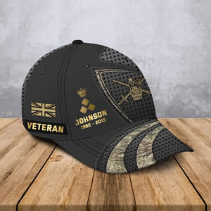 Personalized UK Veteran Rank Gold Custom Name & Time Cap 3D Printed AHVA241022