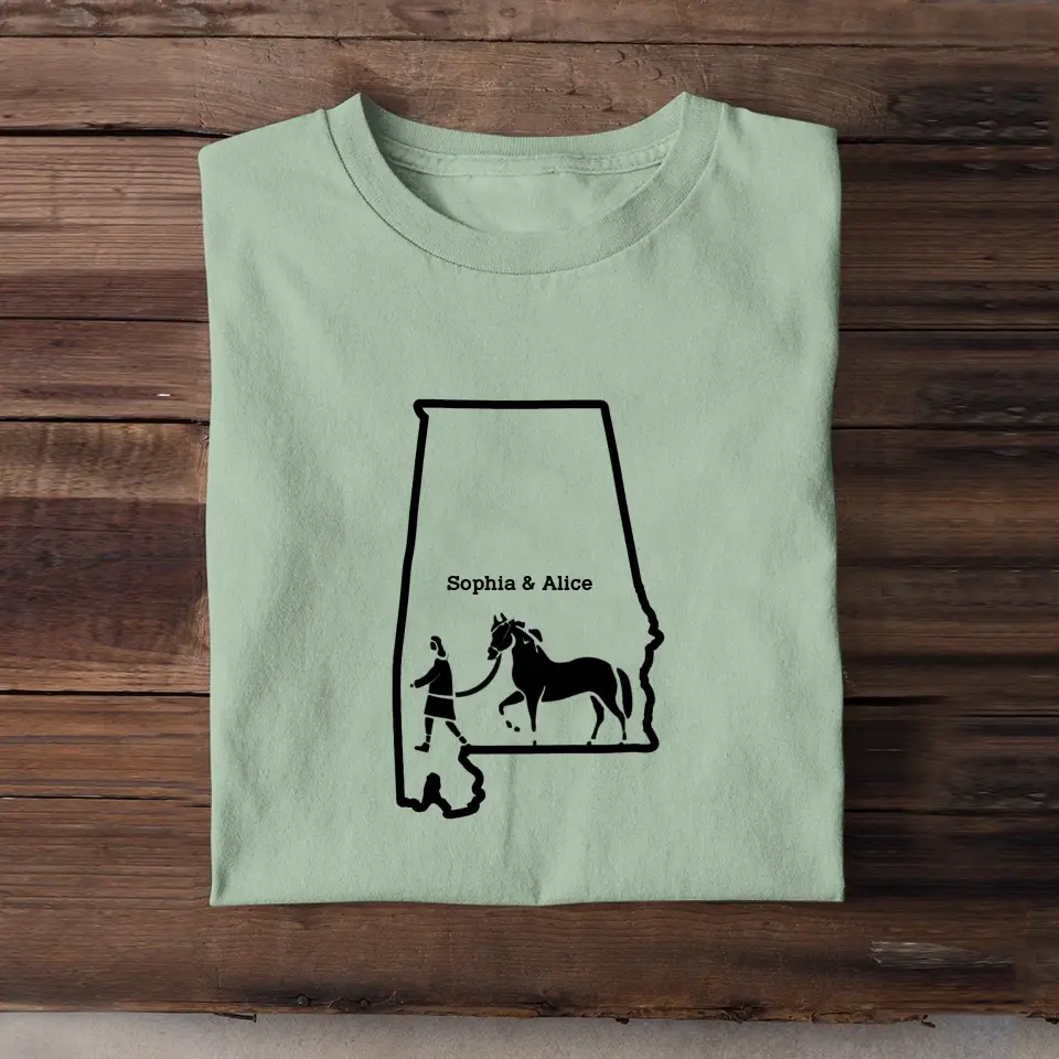 Personalized Horse Girl US State Map Custom Name T-shirt Printed VA241046