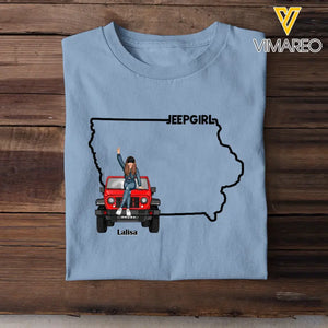 Personalized Jeep Girl USA Map Custom Name T-shirt Printed VQ241039