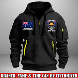 Personalized Australian Army Veteran Custom Name & Time US Flag Quarter Zip Hoodie 2D Printed AHVA241051