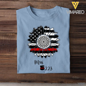 Personalized Sunflower US Firefighter Wife Custom ID T-shirt Printed QTHN241056