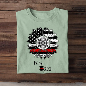 Personalized Sunflower US Firefighter Wife Custom ID T-shirt Printed QTHN241056