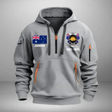 Personalized Australian Army Veteran Custom Name & Time US Flag Quarter Zip Hoodie 2D Printed AHVA241051