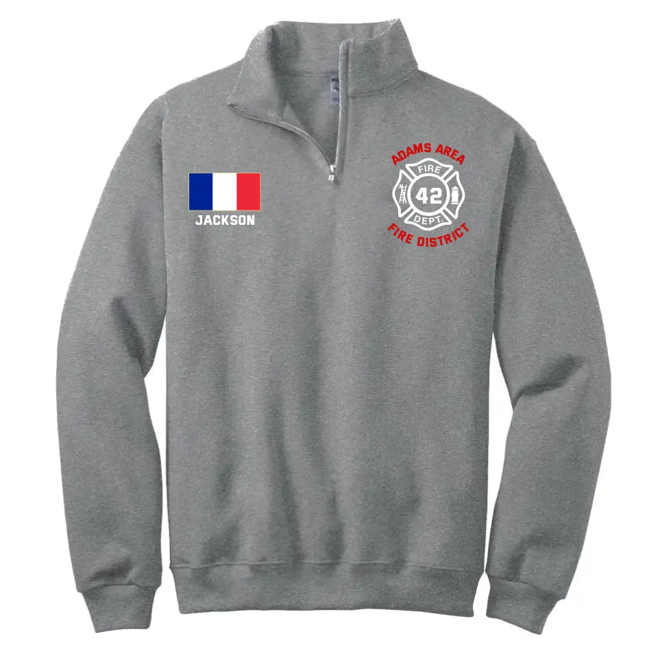 Personalized French Firefighter Custom Name & Department Stand Collar Zipper Sweatshirt 2D Printed VQ241058