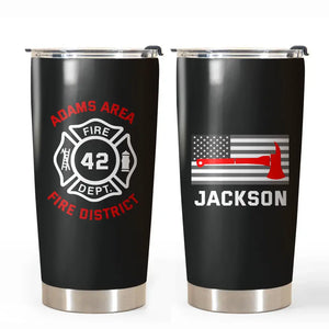 Personalized US Firefighter Custom Name, Department & ID Tumbler Printed KVH241076