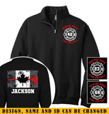 Personalized Canadian Firefighter Custom Name & Department Stand Collar Zipper Sweatshirt 2D Printed HN241082