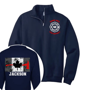 Personalized Canadian Firefighter Custom Name & Department Stand Collar Zipper Sweatshirt 2D Printed HN241082