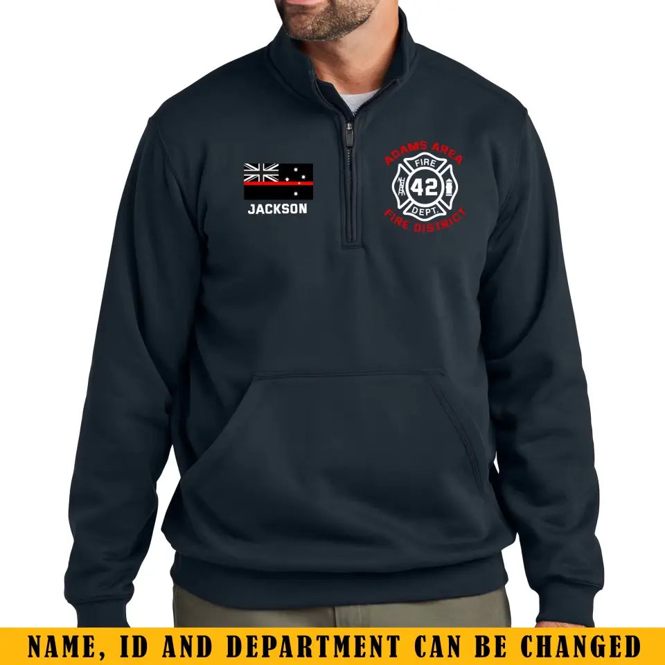 Personalized Australian Firefighter Custom Name ID Base & Department Haft Zipper Sweatshirt 2D with Pocket Printed KVH241079