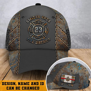 Personalized Canadian Firefighter Custom Base, ID, Name & Departmetn Cap 3D Printed QTHN241084