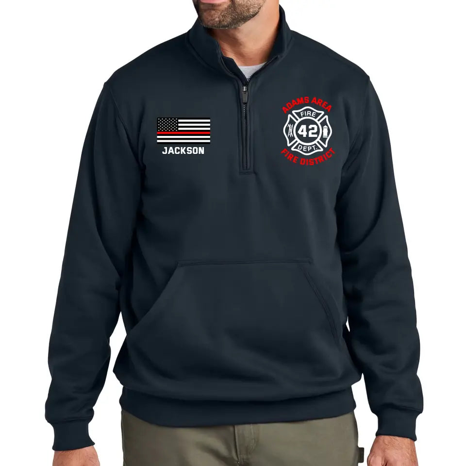 Personalized US Firefighter Custom Name ID Base & Department Haft Zipper Sweatshirt 2D with Pocket Printed KVH241079