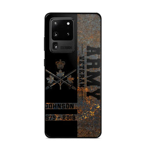 Personalized Canadian Army Veteran Canadian Army Logo Custom Name & Time Phonecase Printed QTKH241089