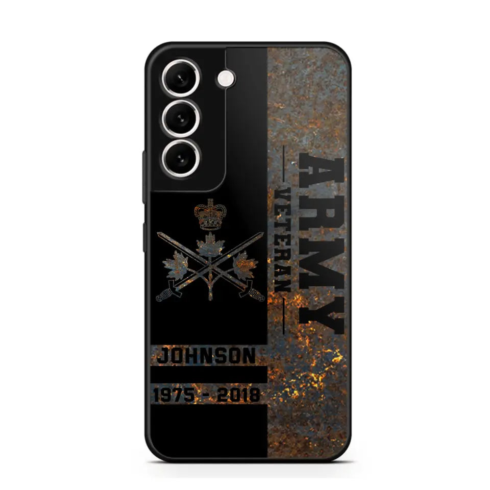 Personalized Canadian Army Veteran Canadian Army Logo Custom Name & Time Phonecase Printed QTKH241089